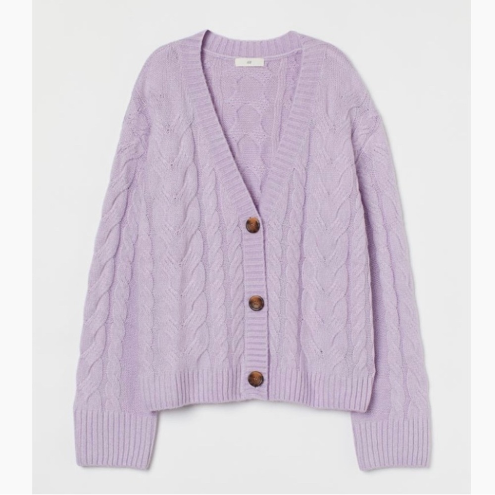 Lavender H&M Cable Knit Cardigan